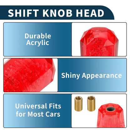 Set of 1 Gear Shifter Knob for Universal Fit (20cm, Red Acrylic)