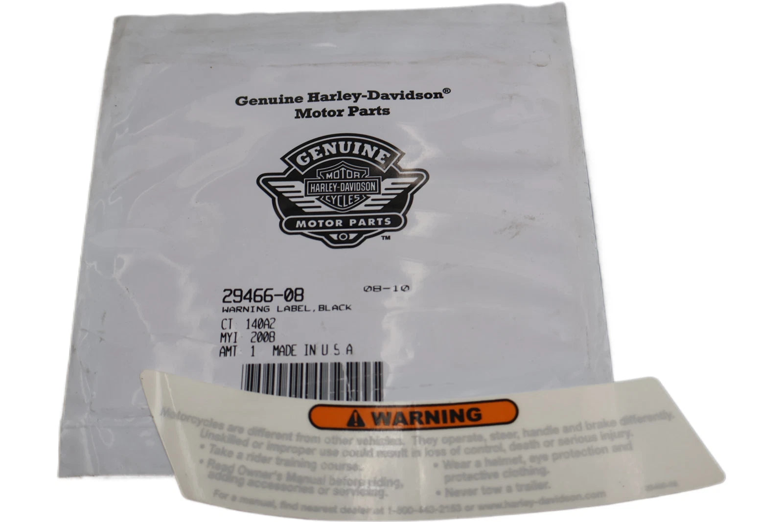 OEM Air Cleaner Warning Label for Harley-Davidson Sportster (2009–2013)