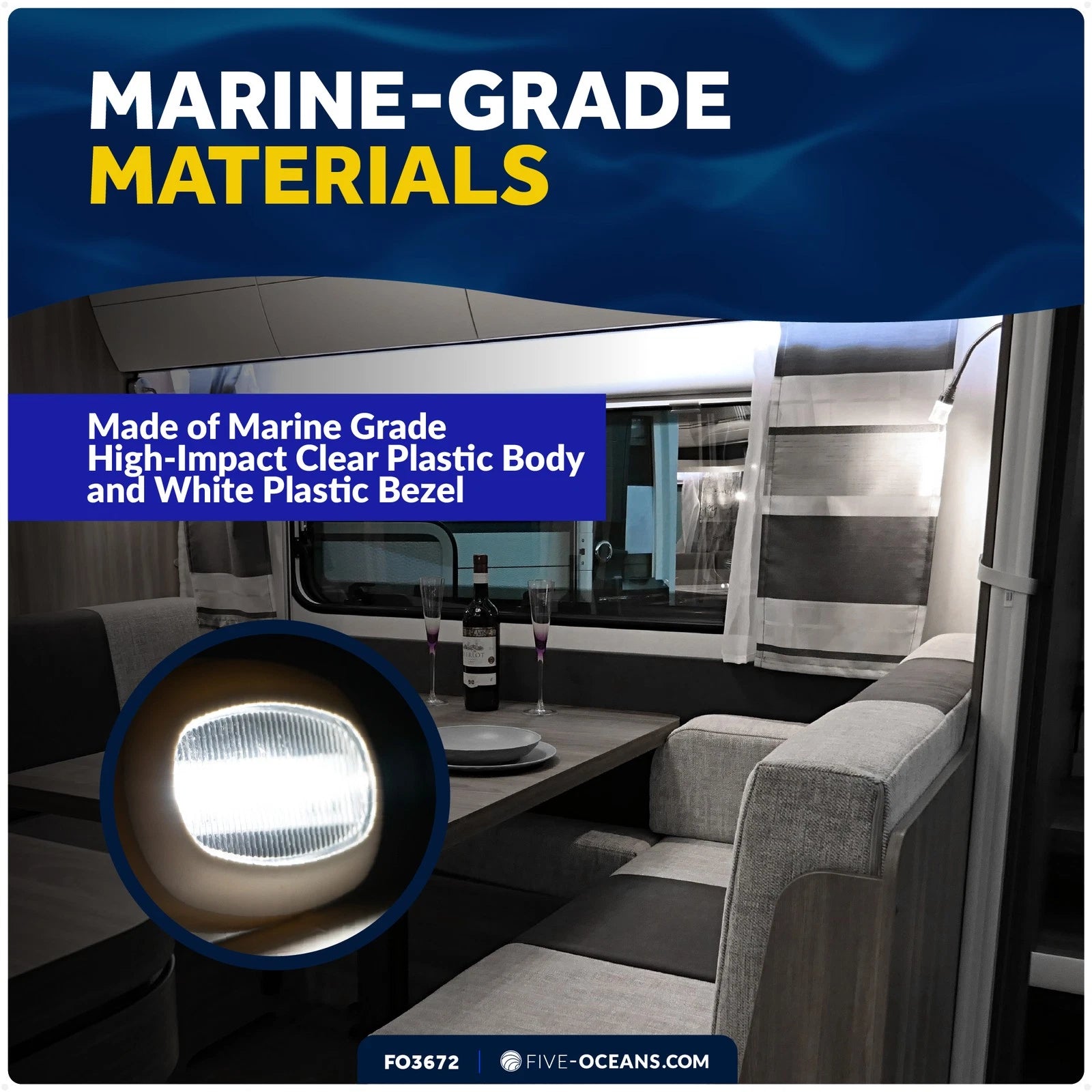 Oblong LED Courtesy Light for Boat Interior (Marine)