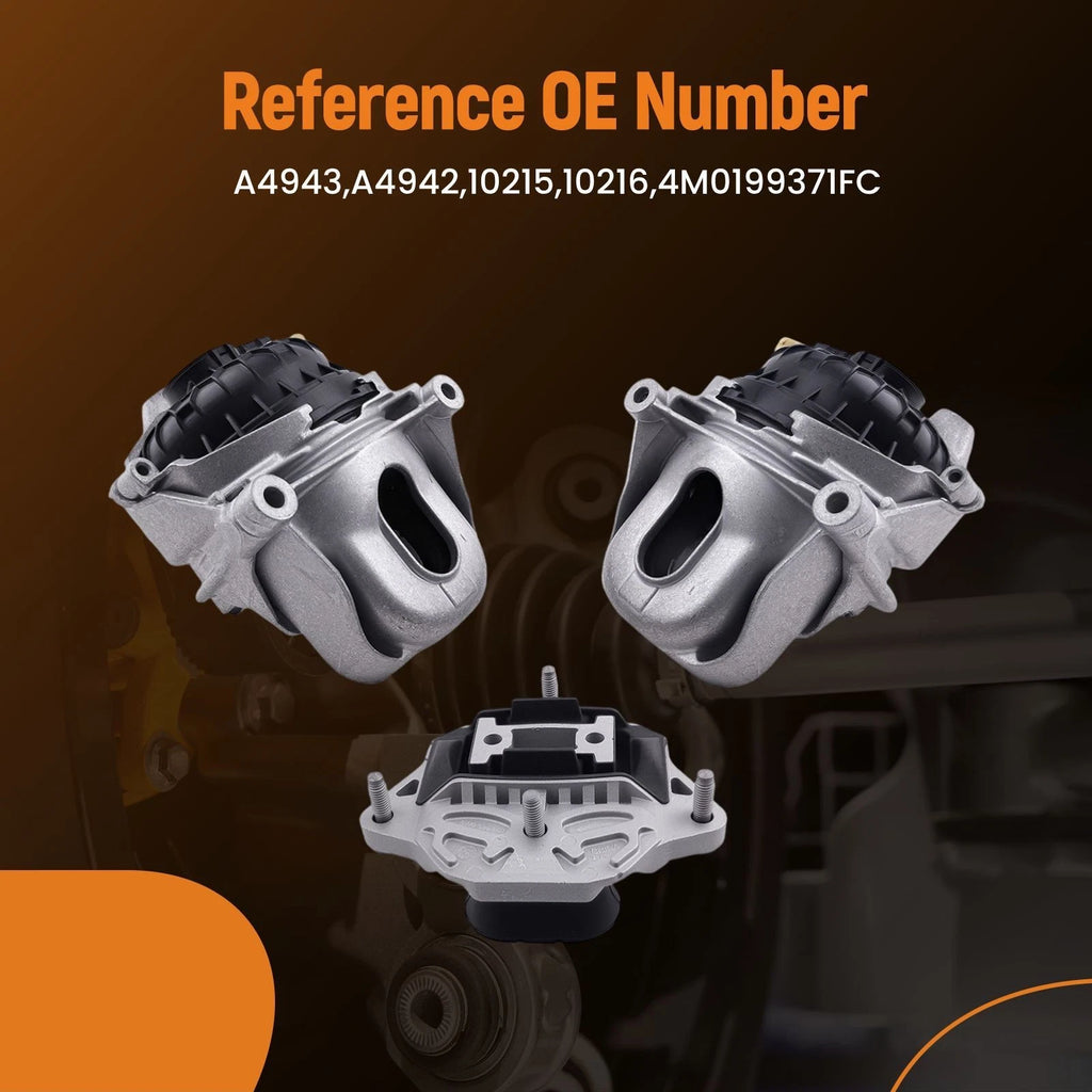 3Pcs Engine Mounts Set for Audi A4 L4-2.0L (2017–2020) 4M0199372FC
