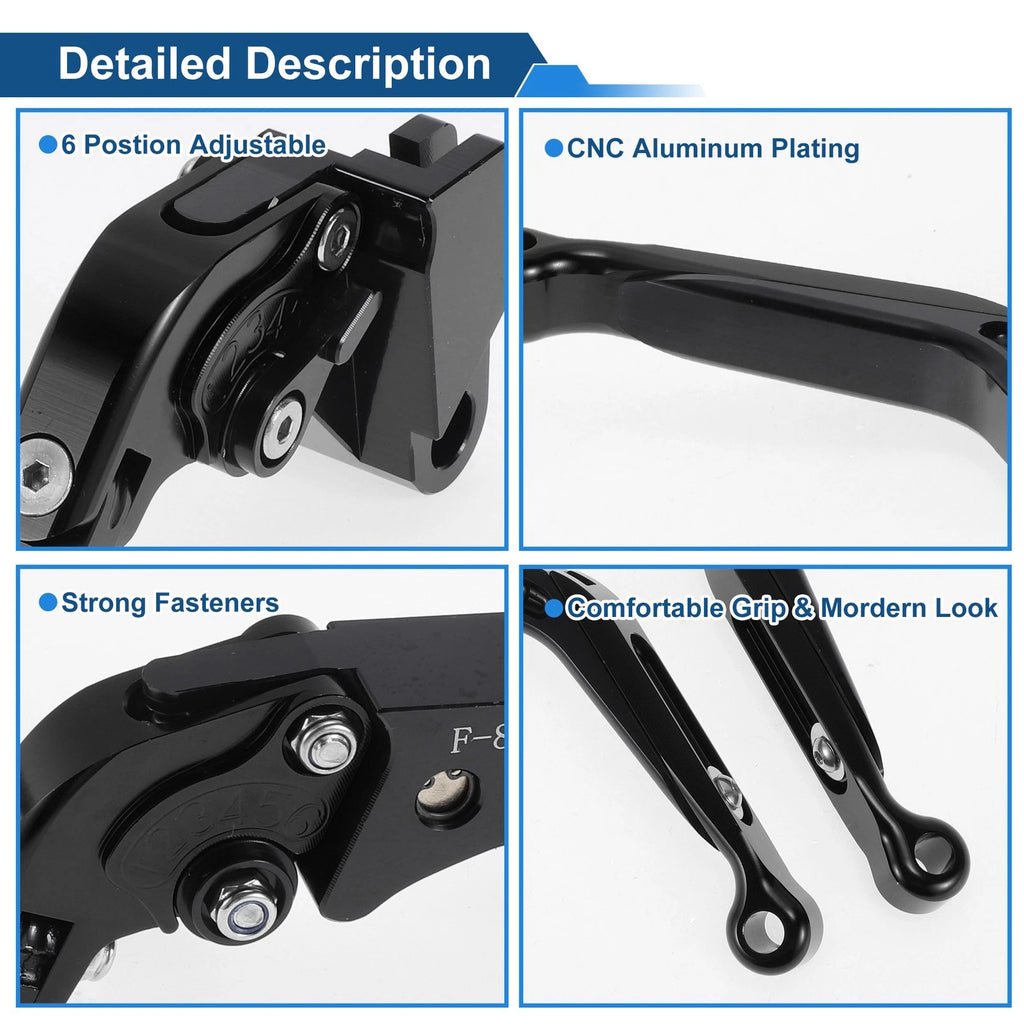 Adjustable Brake Clutch Levers for Kawasaki Z1000SX (2017–2020) Solid Black