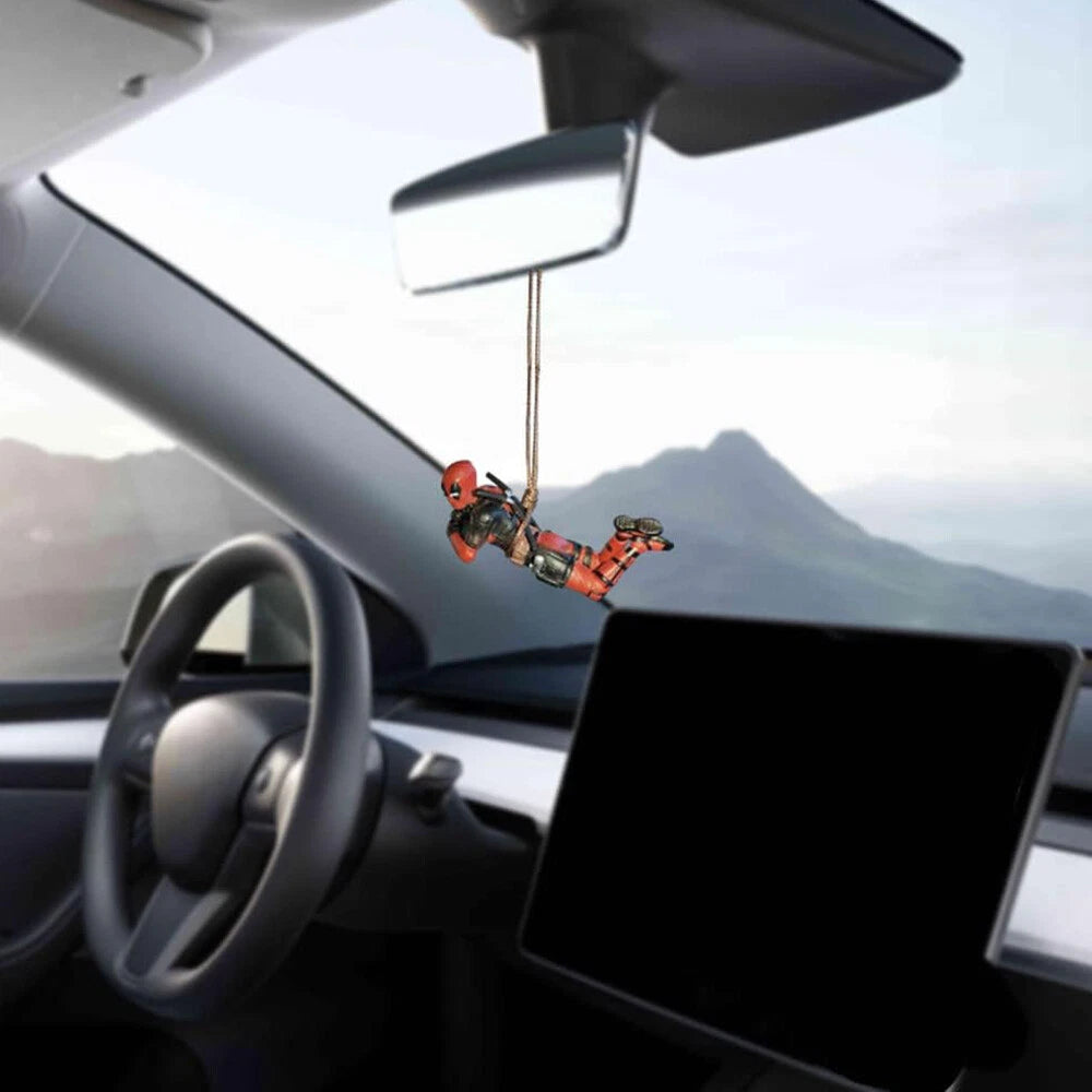 1x Swing Deadpool Car Interior Decor Rearview Mirror Pendant Hanging Accessories
