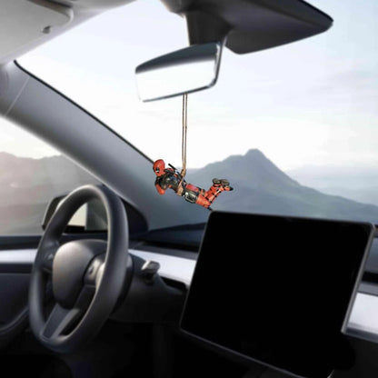 1x Swing Deadpool Car Interior Decor Rearview Mirror Pendant Hanging Accessories