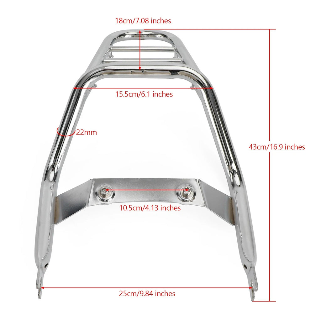 Chrome Rear Rack Luggage Carrier for Honda Z125 Monkey 125 (2018–2024) T9