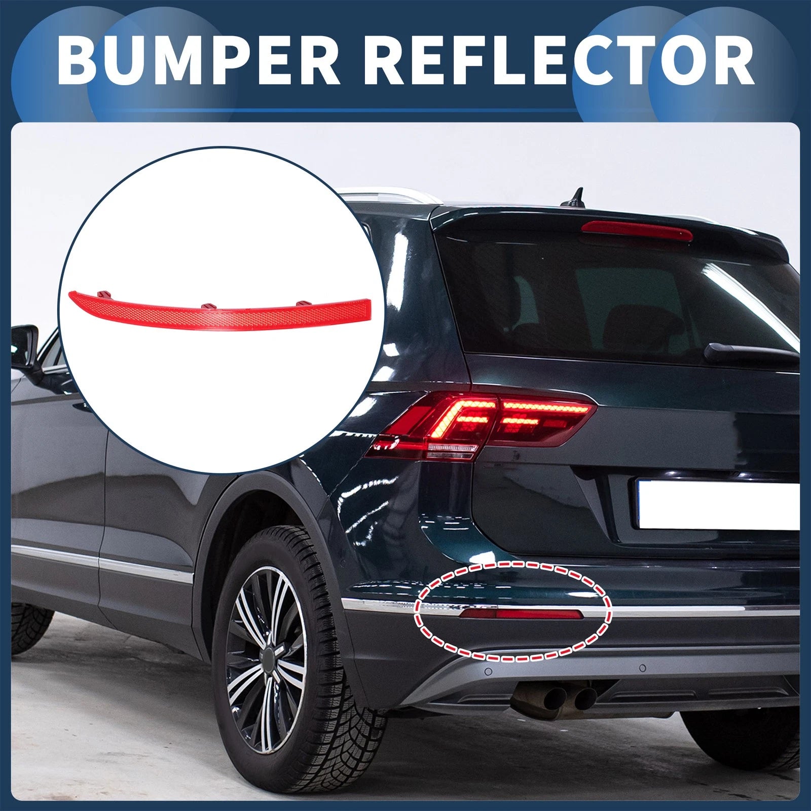 Bumper Reflector Rear Left Replacement for Volkswagen Tiguan (2010–2017)