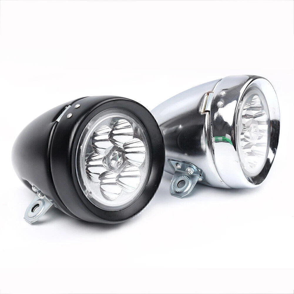 Set of 2 Vintage LED Bicycle Headlights Front Rear Lamp