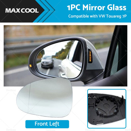 Heated Convex Mirror Glass w/ Base for VW Touareg 7P (2007–2018) Left