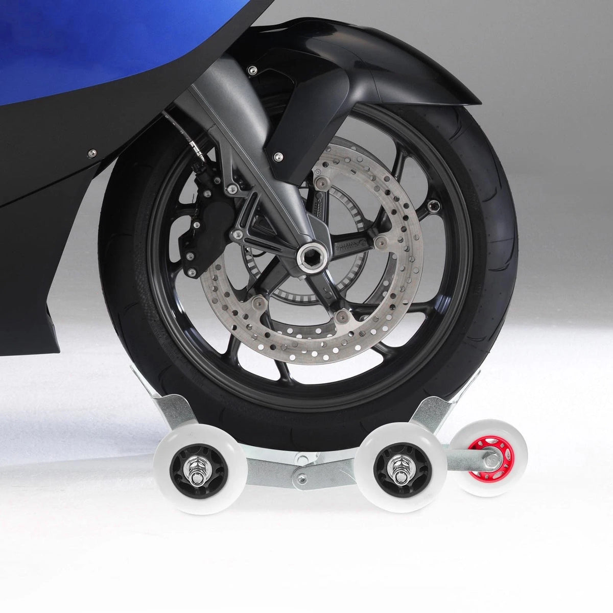 Rubber-Wheeled Steel Booster for Motorcycle and EV Flat Tire Movement Tool