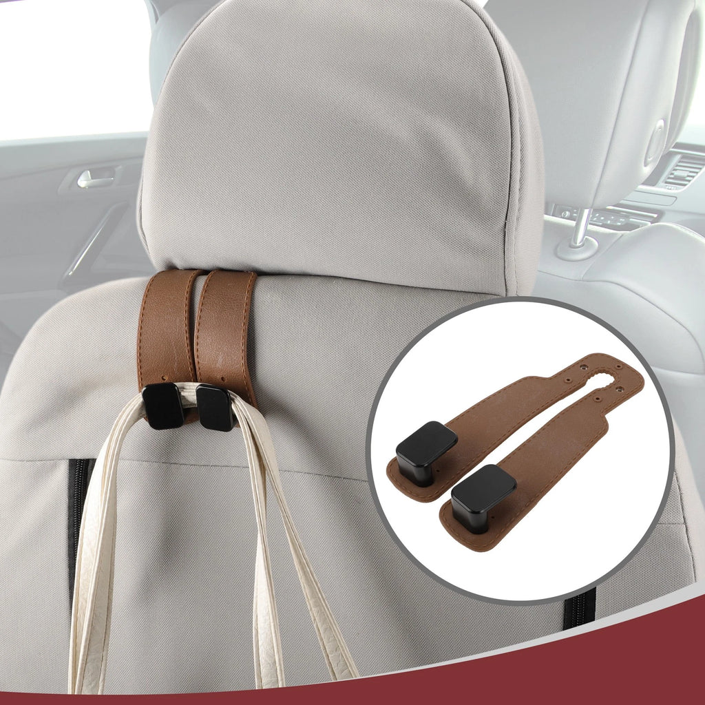 Car Seat Headrest Hooks for Universal Fit - Light Brown (1 Pcs)
