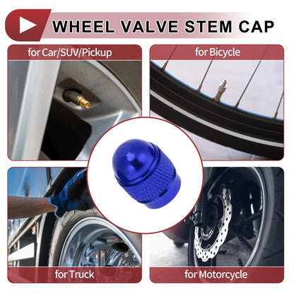 Set of 4 Mini Bullet Style Tire Valve Stem Caps Blue for Car