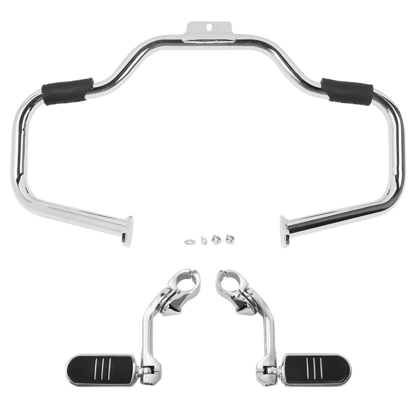 Chrome Engine Guard Bar Footpegs Mount for Harley Softail (2000–2017)