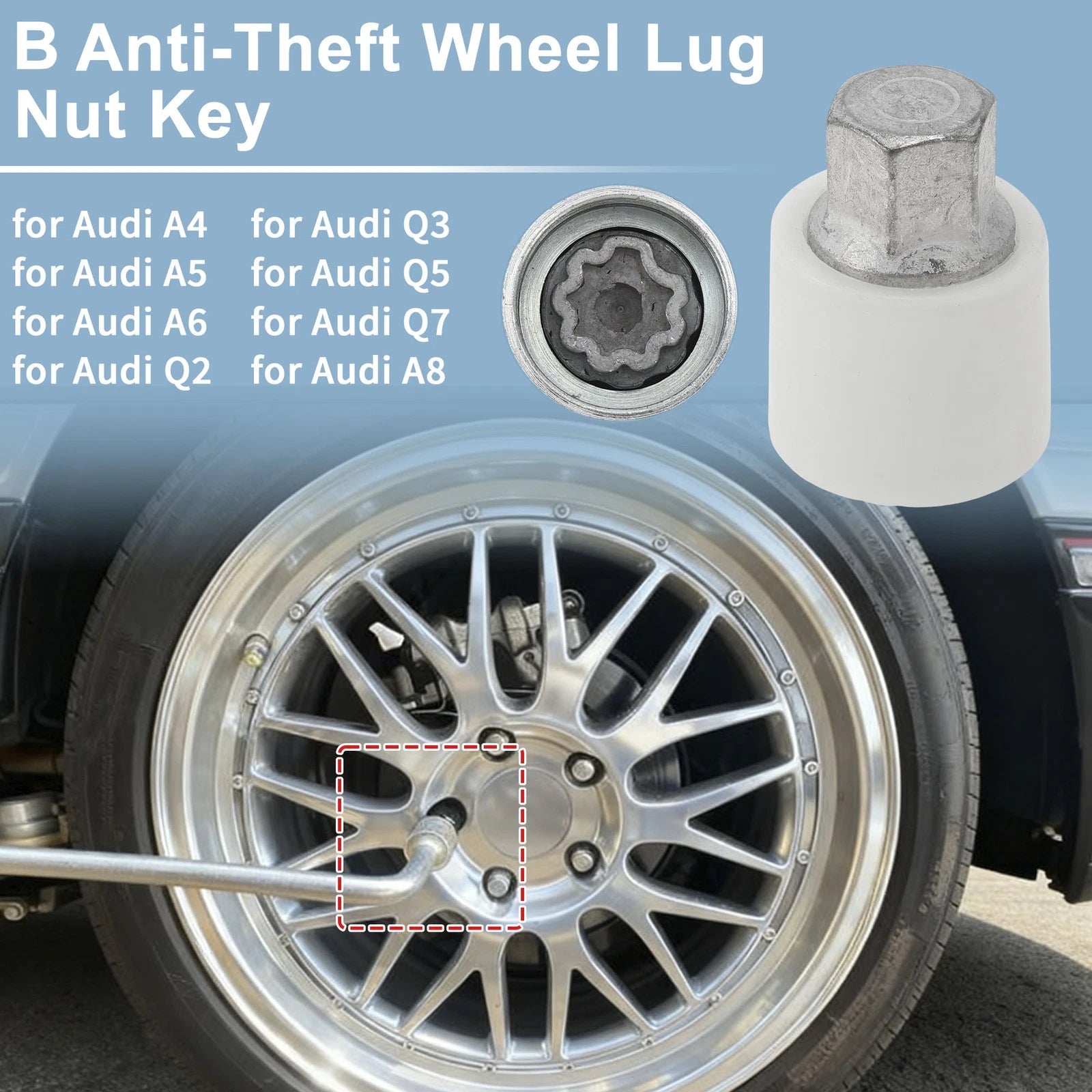 Wheel Lock Lug Nut Key for Audi A4 Socket Removal Tool (2002–2009)