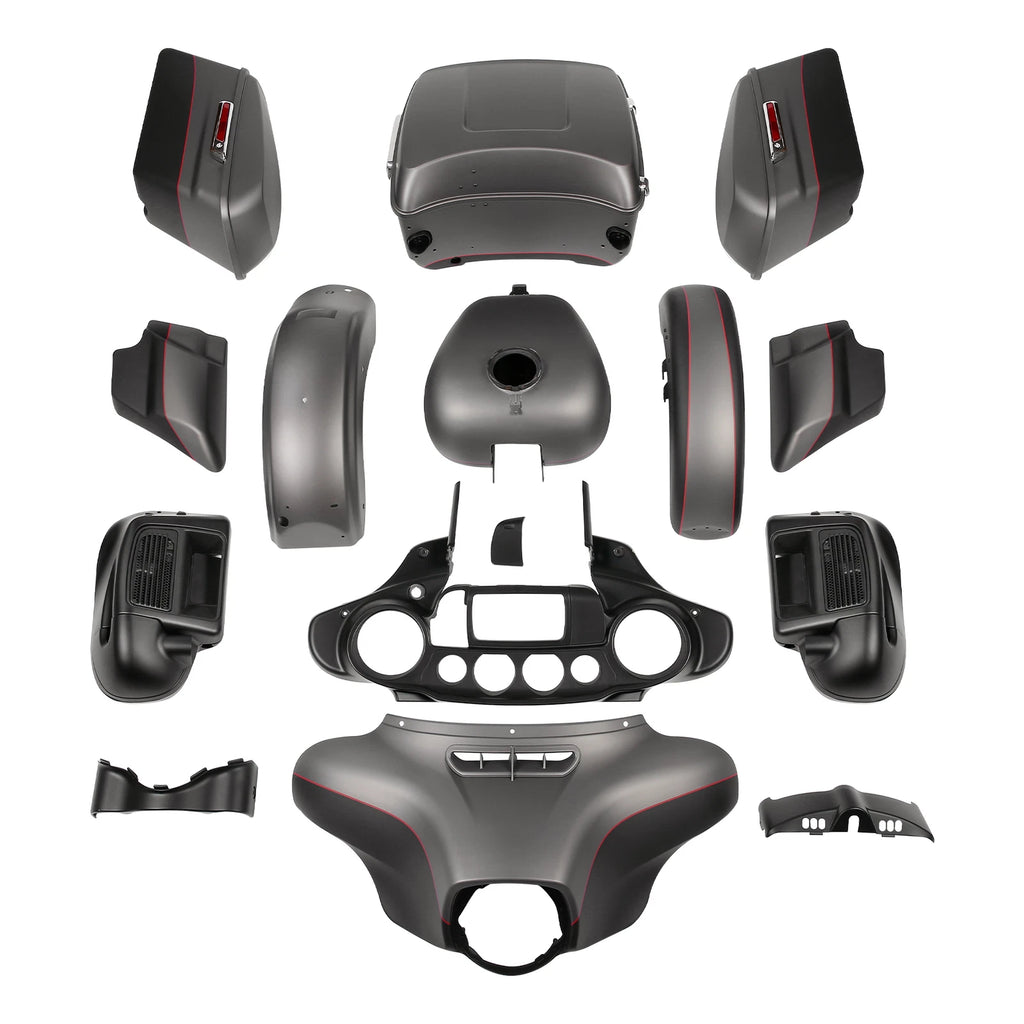 Fairing Body Work Kit for Harley Electra Glide (2014–2024) Gray/Black Denim