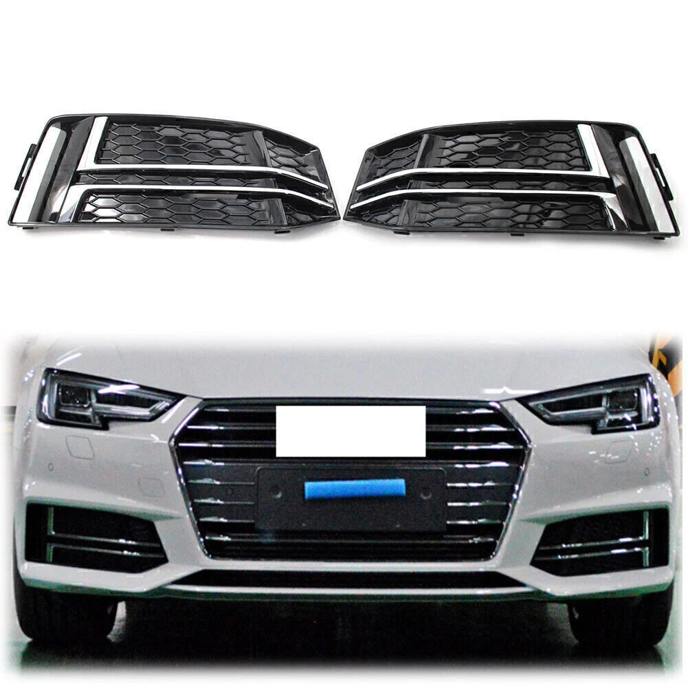 Pair Front Bumper Lower Grille Grill Chrome for Audi S4 A4 (2017–2018)