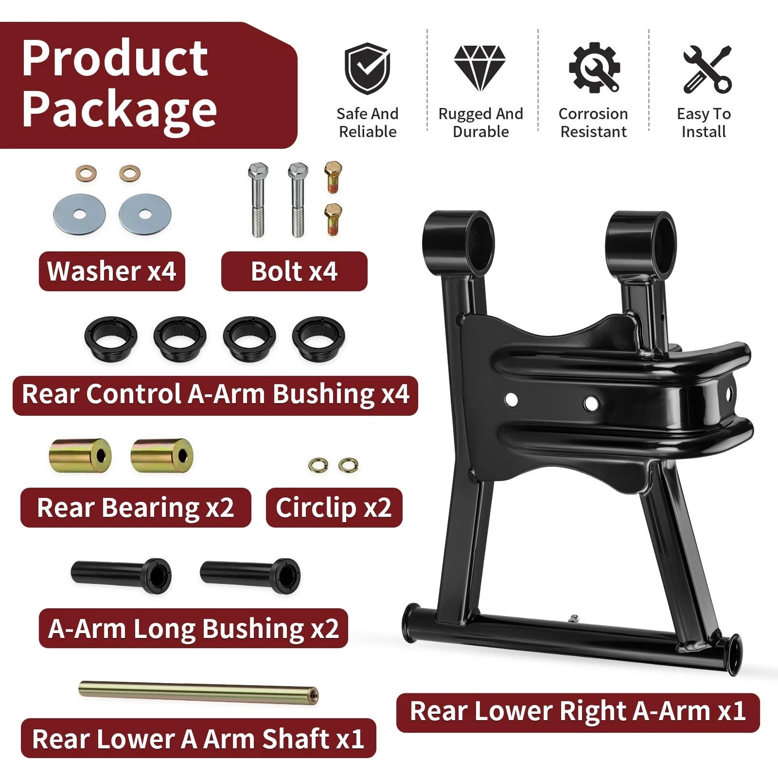 Rear Lower Right A-Arm w/ Bushing for Polaris Sportsman MV7 (2002–2014)