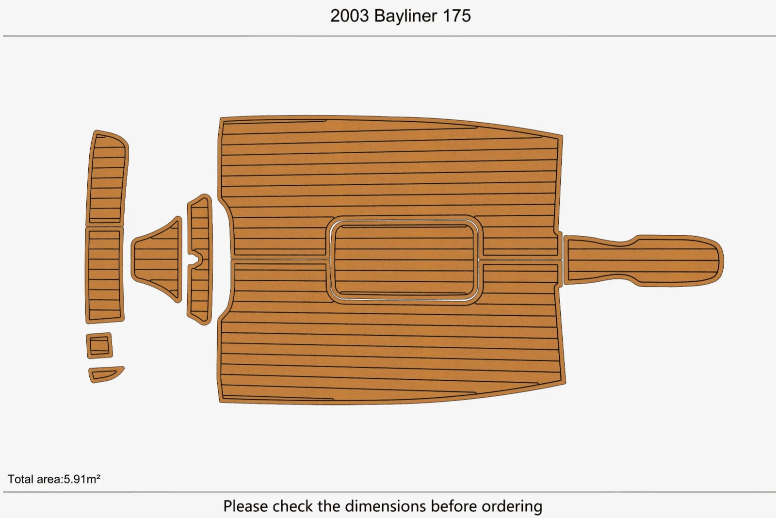 EVA Pads for Bayliner 175 Swim Platform Cockpit (2003) - Faux Foam Teak Deck