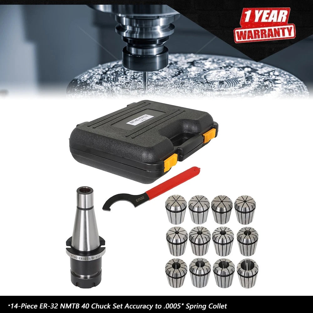 14-Piece ER-32 NMTB 40 Chuck Set for Precision Machining (N/A)