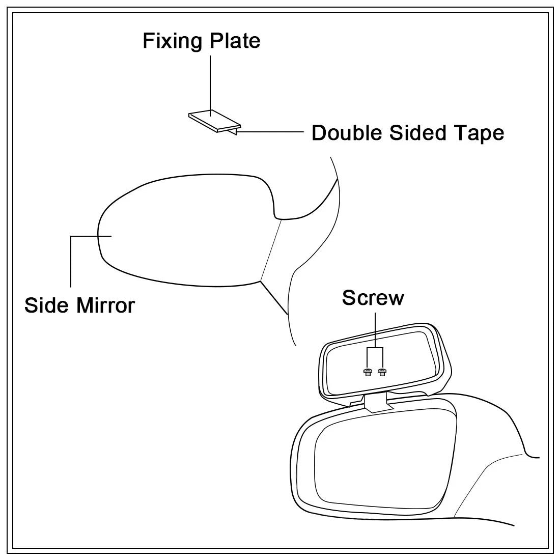 Blind Spot Mirror for Vehicle Car (Rectangle Flat Side)