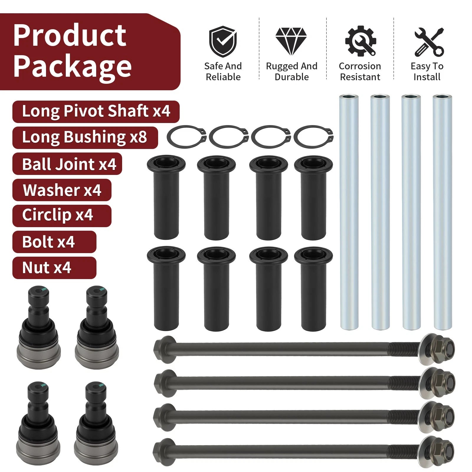 Front Upper A Arm Bushing Ball Joint for Polaris RZR 570 800 RZR S 4 800 (2008–2019) 5137104