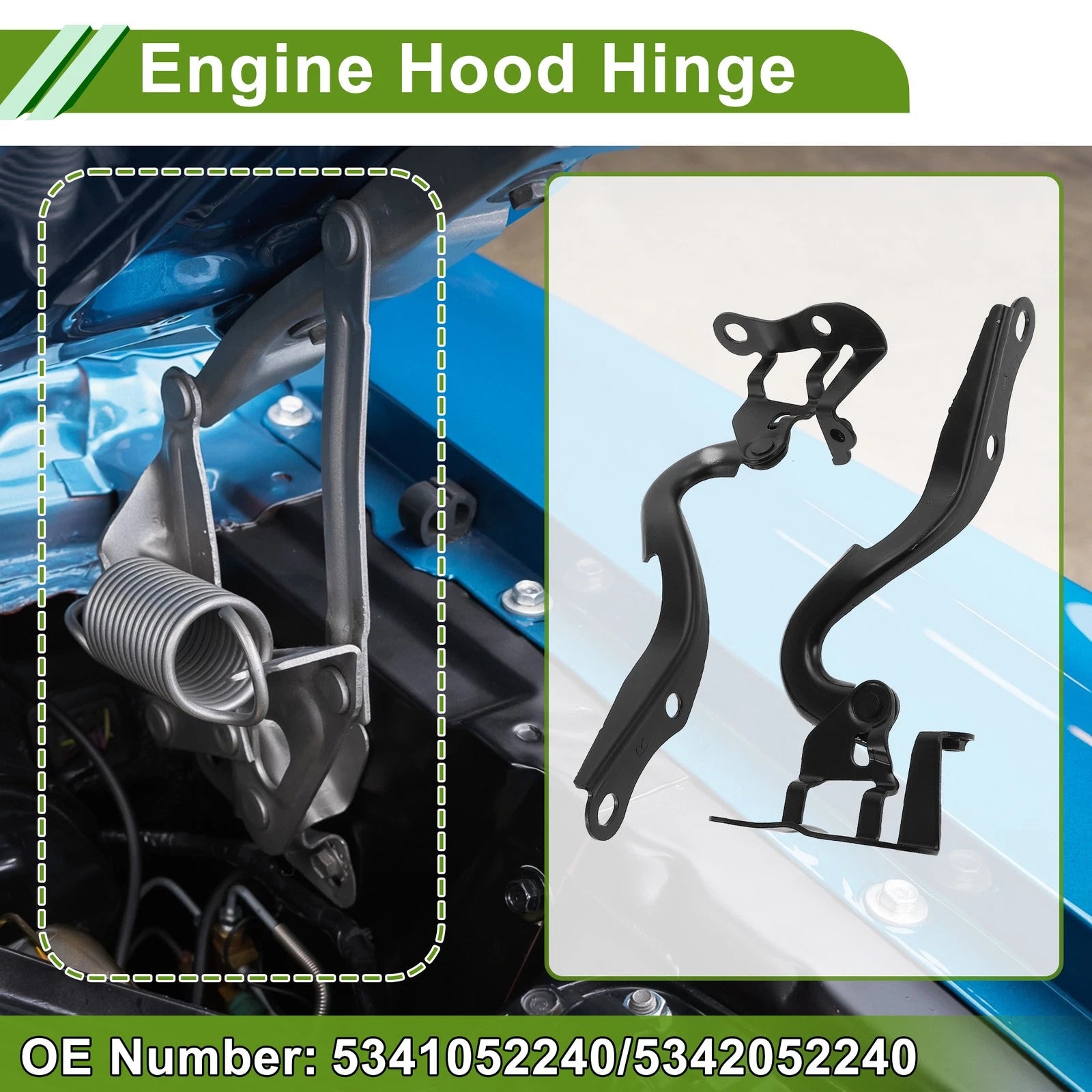 Hood Hinge Set Replacement for Toyota Yaris 2007–2016 Front Bonnet 1 Pair
