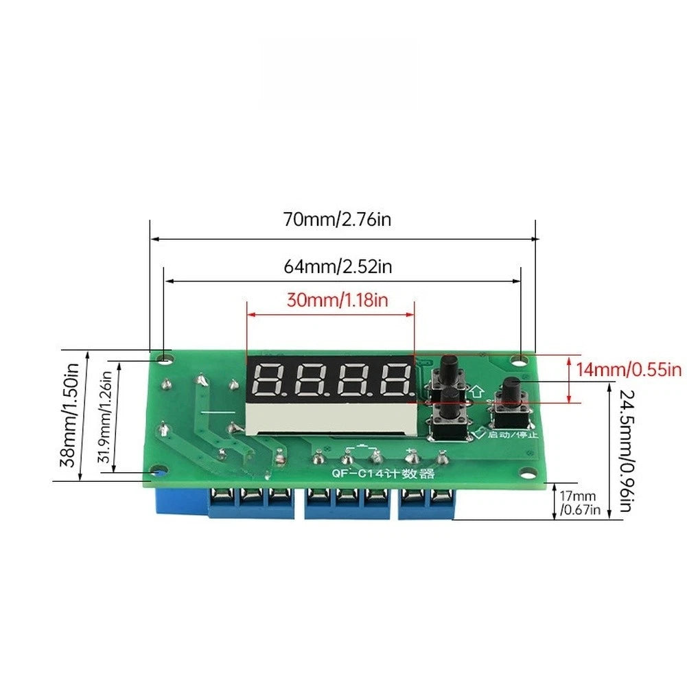 Digital 4 Digit LED Counter for DC12V 24V Applications