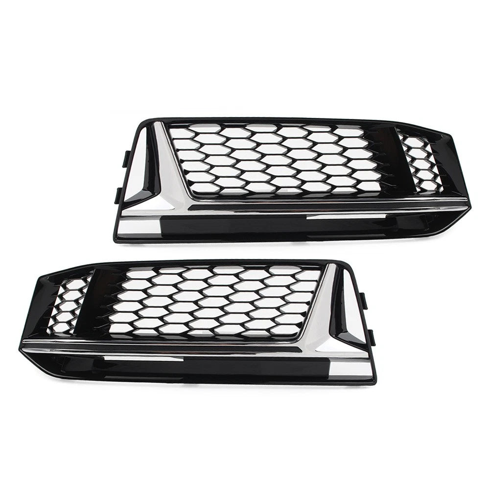 2X Front Bumper Fog Light Cover Grille for Audi A4 B9 S4 (2016–2018)
