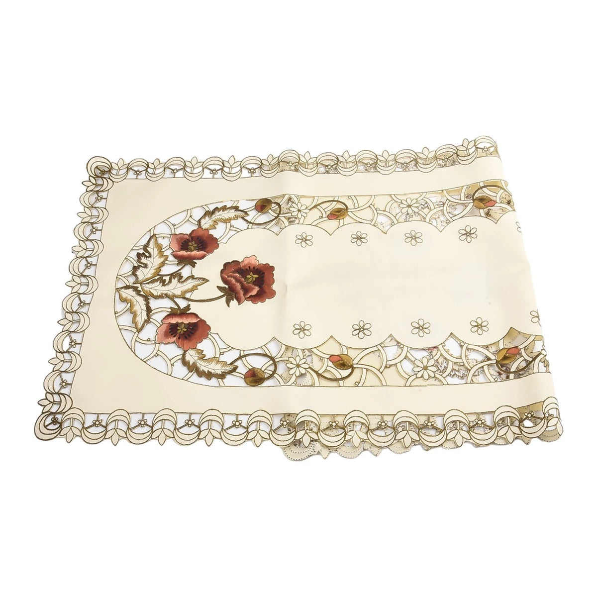 Luxury Oval Vintage Embroidered Lace Tablecloth 40x85cm
