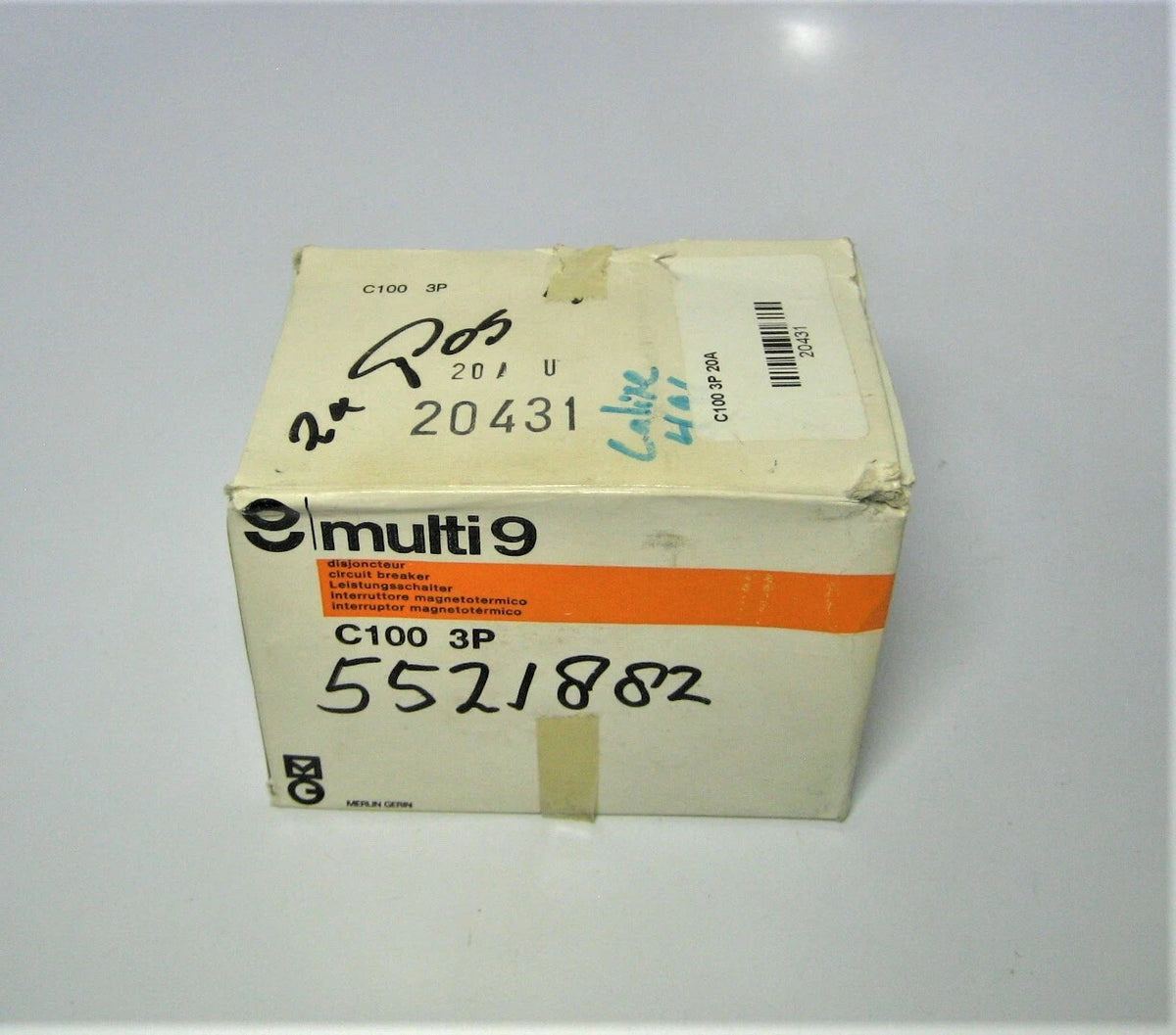 Merlin Gerin 20431 Multi 9 C100 3-Pole 415VAC 20Amp Circuit Breaker