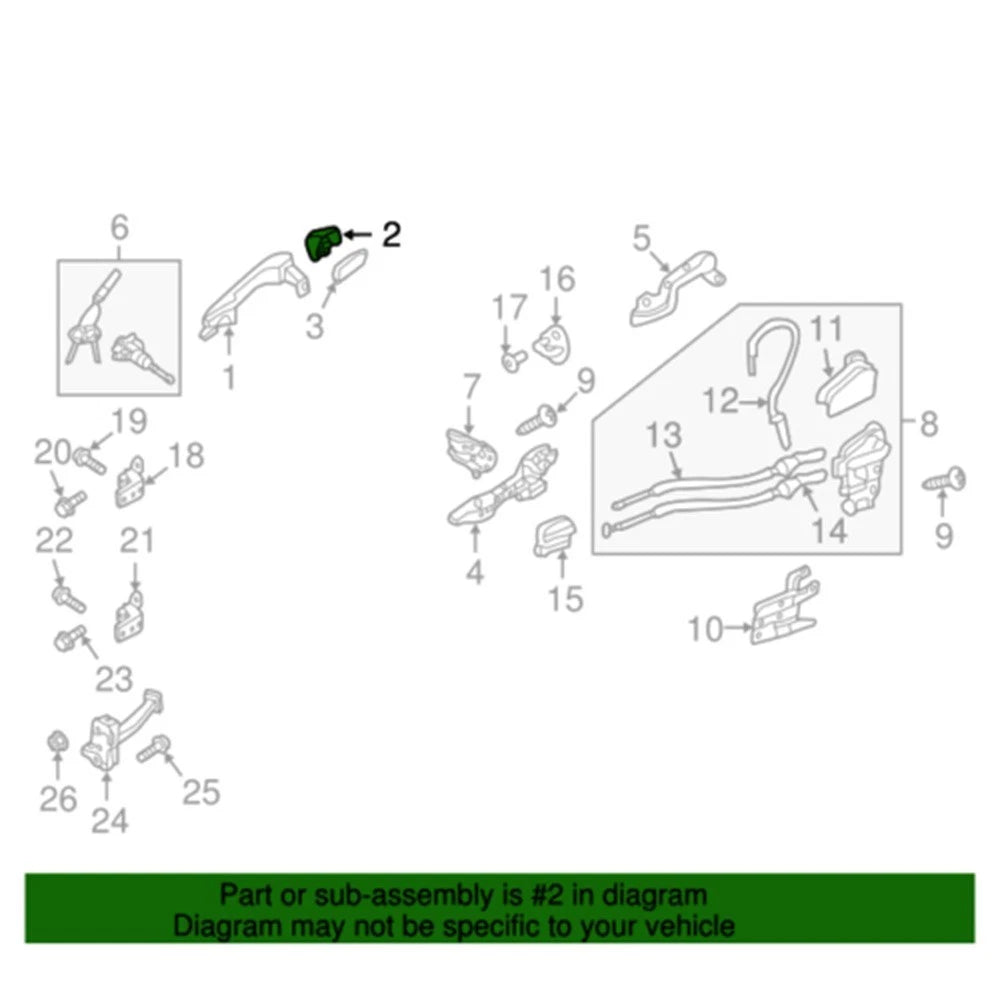 Door Handle Cap for Left Side Plastic Silver