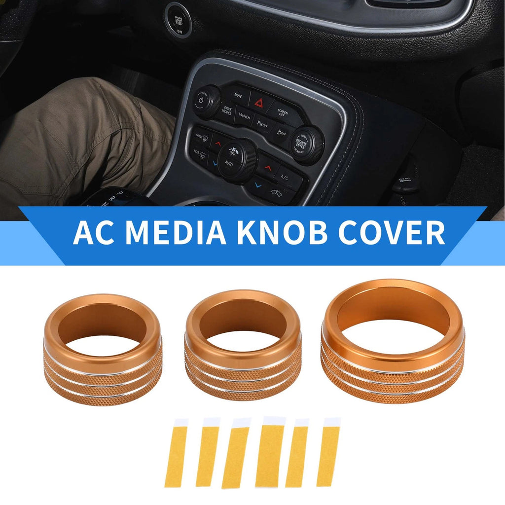 AC Media Tune Switch Knob Cover Ring for Dodge Challenger (2015–2019) Orange