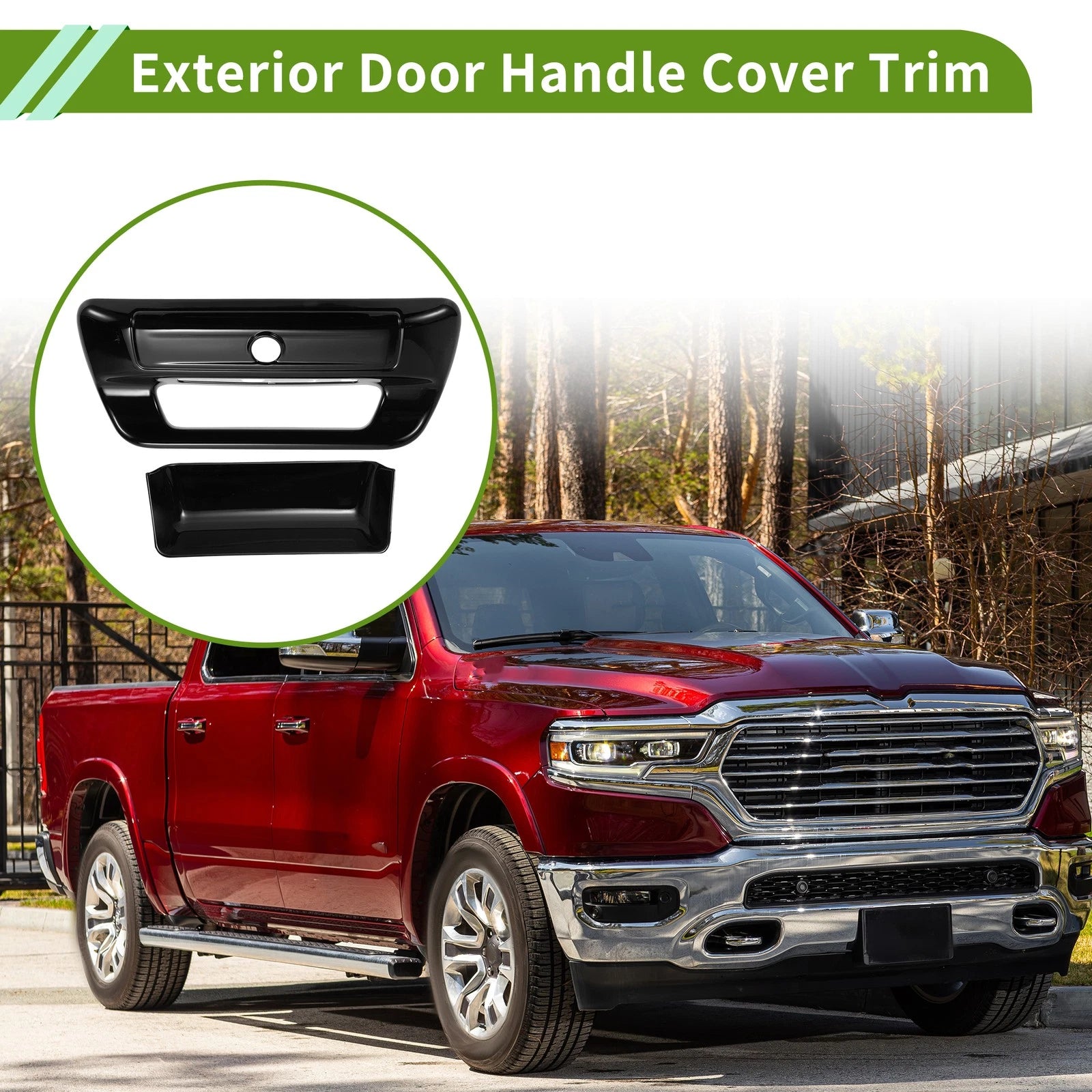 Exterior Door Handle Cover Trim Tailgate for Dodge Ram 1500 2500 3500 (1)