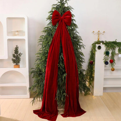 Big Red Velvet Bow for Tree Topper Decoration (40x200cm)