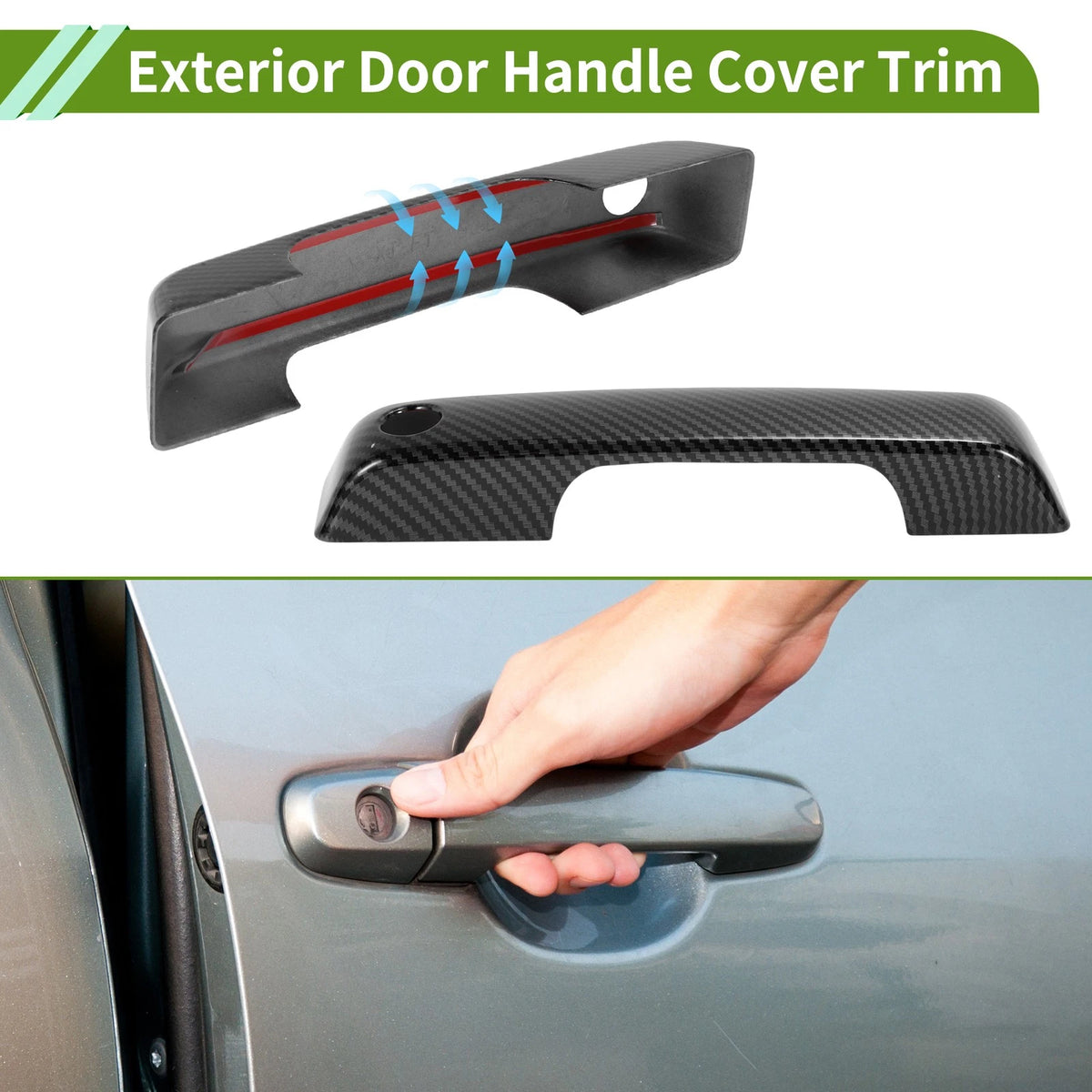 Exterior Door Handle Cover Trim for Ford Bronco 2021–2025 Carbon Fiber Black 1 Set