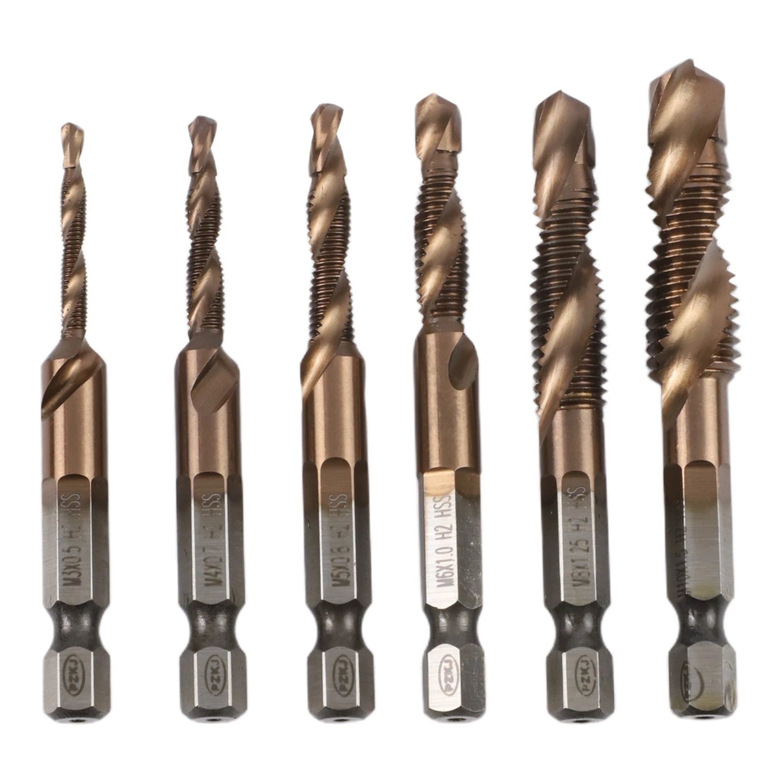 6 Piece Cobalt Drill Bit Set for Stainless Steel (Sizes Marked)