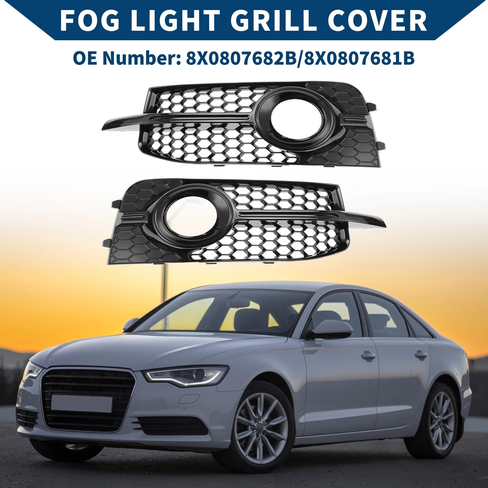 Front Fog Light Grill Pair Replacement for Audi A1 8X 8XA (2010–2018)