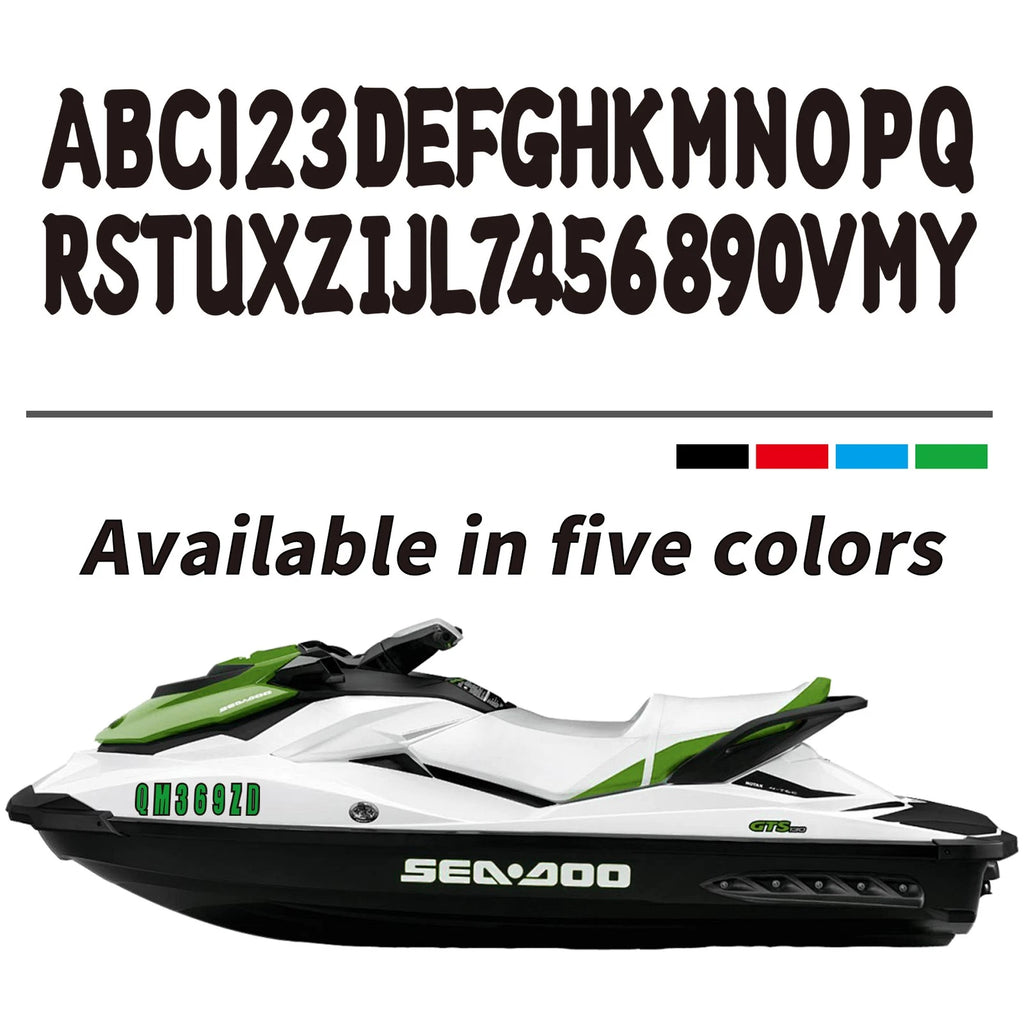 Set of 4 Black PWC ID Numbers Decals Registration Stickers 3" A-Z 0-9
