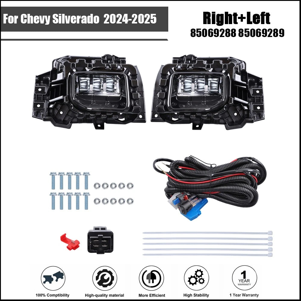 Fog Lights with Switch & Wiring Harness for Chevy Silverado 2500HD 3500HD (2024–2025)