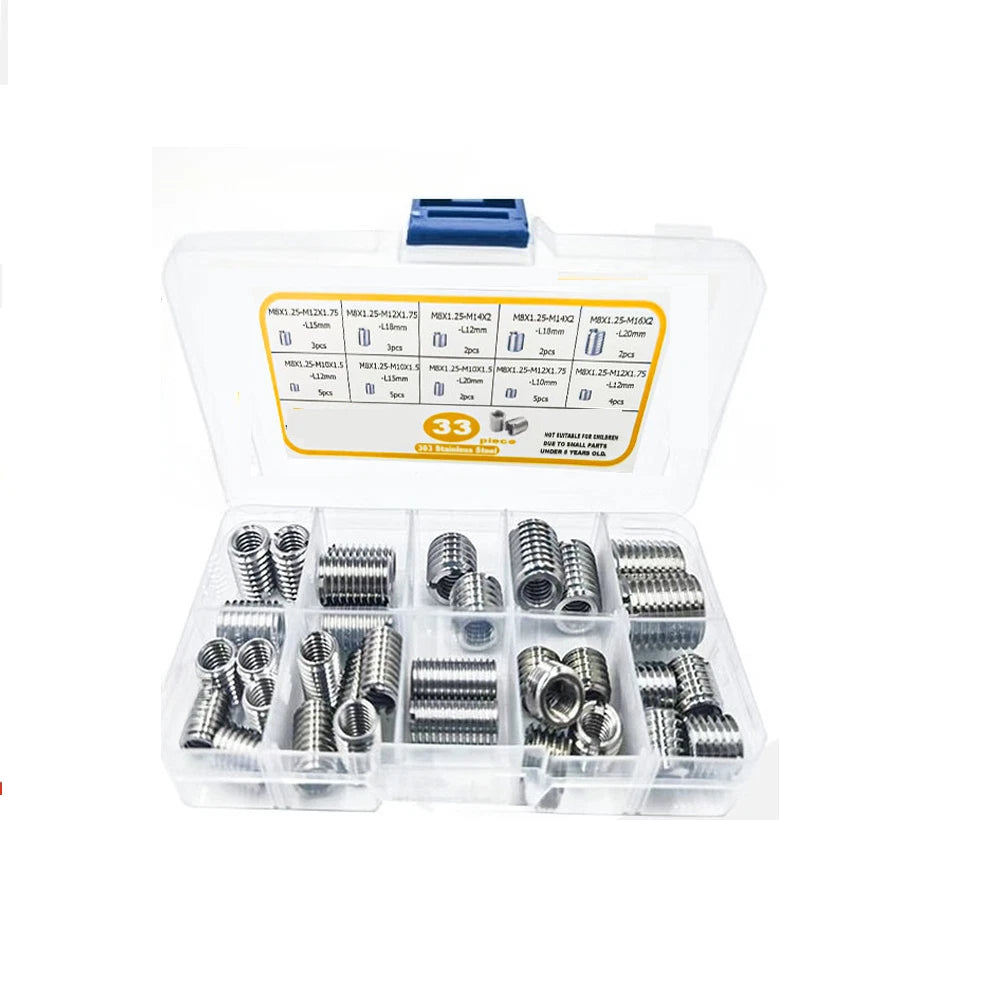 33pcs Stainless Steel M8x1.25 Conversion Nut Set for Thread Repair