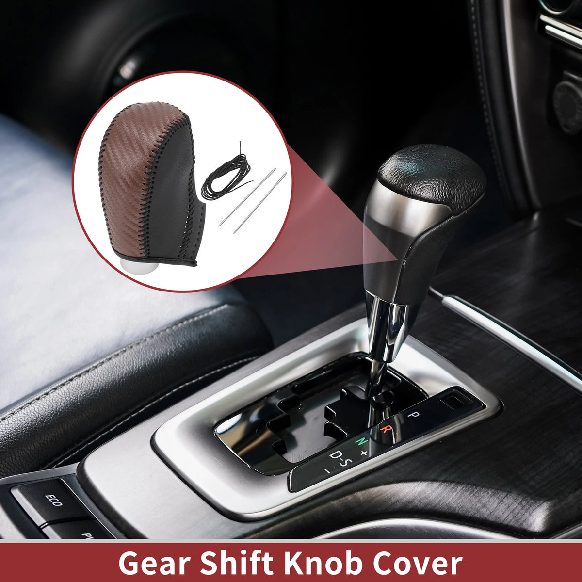 Gear Shift Knob Cover for Subaru XV Crosstrek 2013–2015 Brown Carbon Fiber