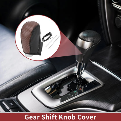 Gear Shift Knob Cover for Subaru XV Crosstrek 2013–2015 Brown Carbon Fiber