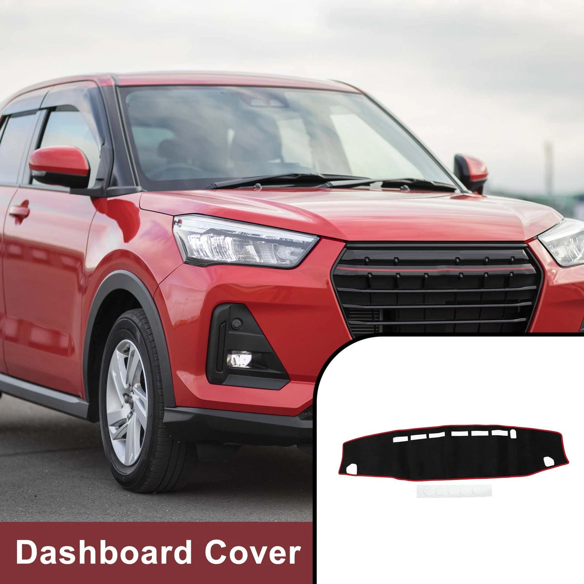 Dashboard Cover Mat for Daihatsu New Atrai S7 (2021–2024) Black Red