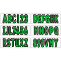 Set of 4 Boat Numbers and Letters Decal Stickers A-Z 0-9 Green