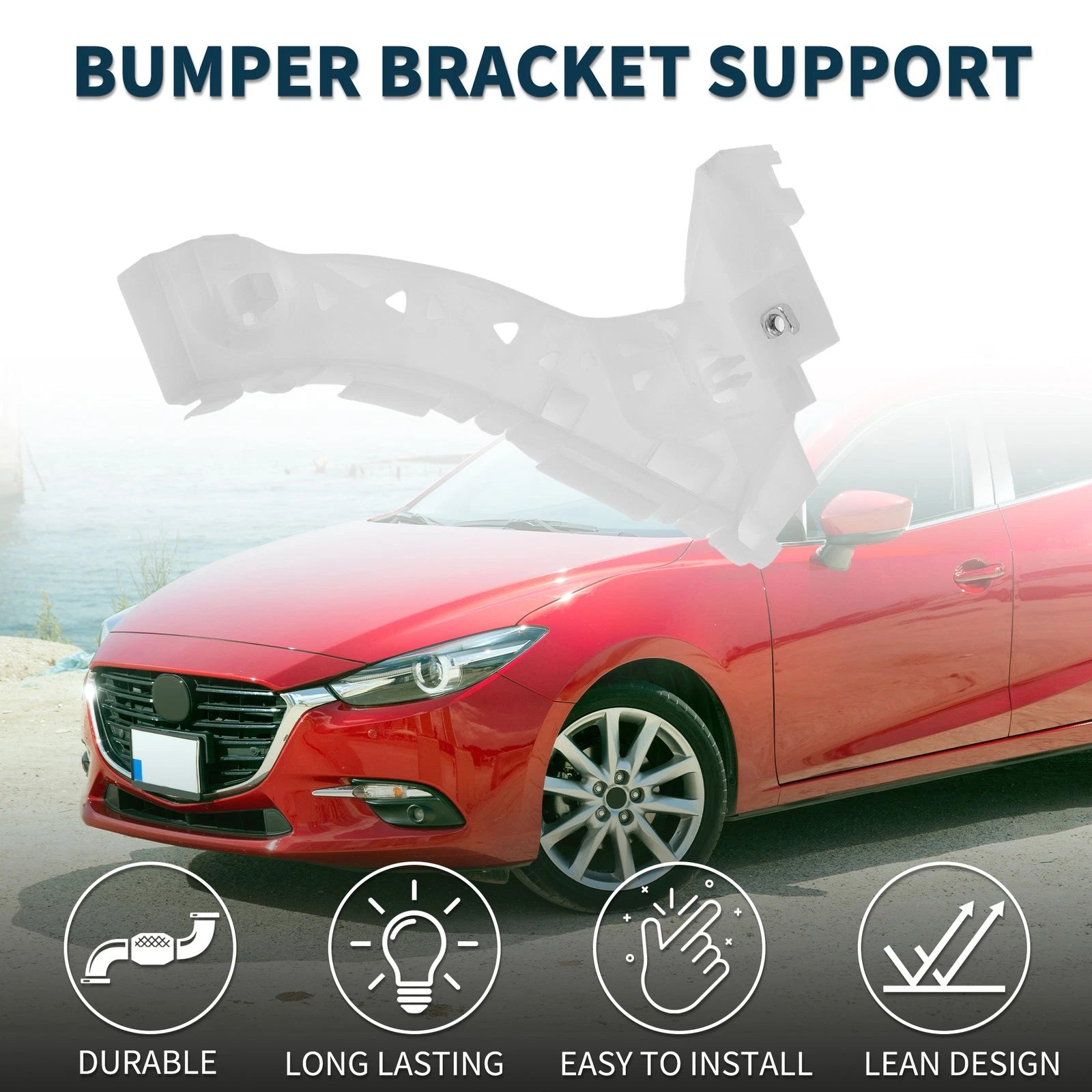 Right Front Bumper Retainer Bracket Replacement for Mazda 3 (2004–2009)