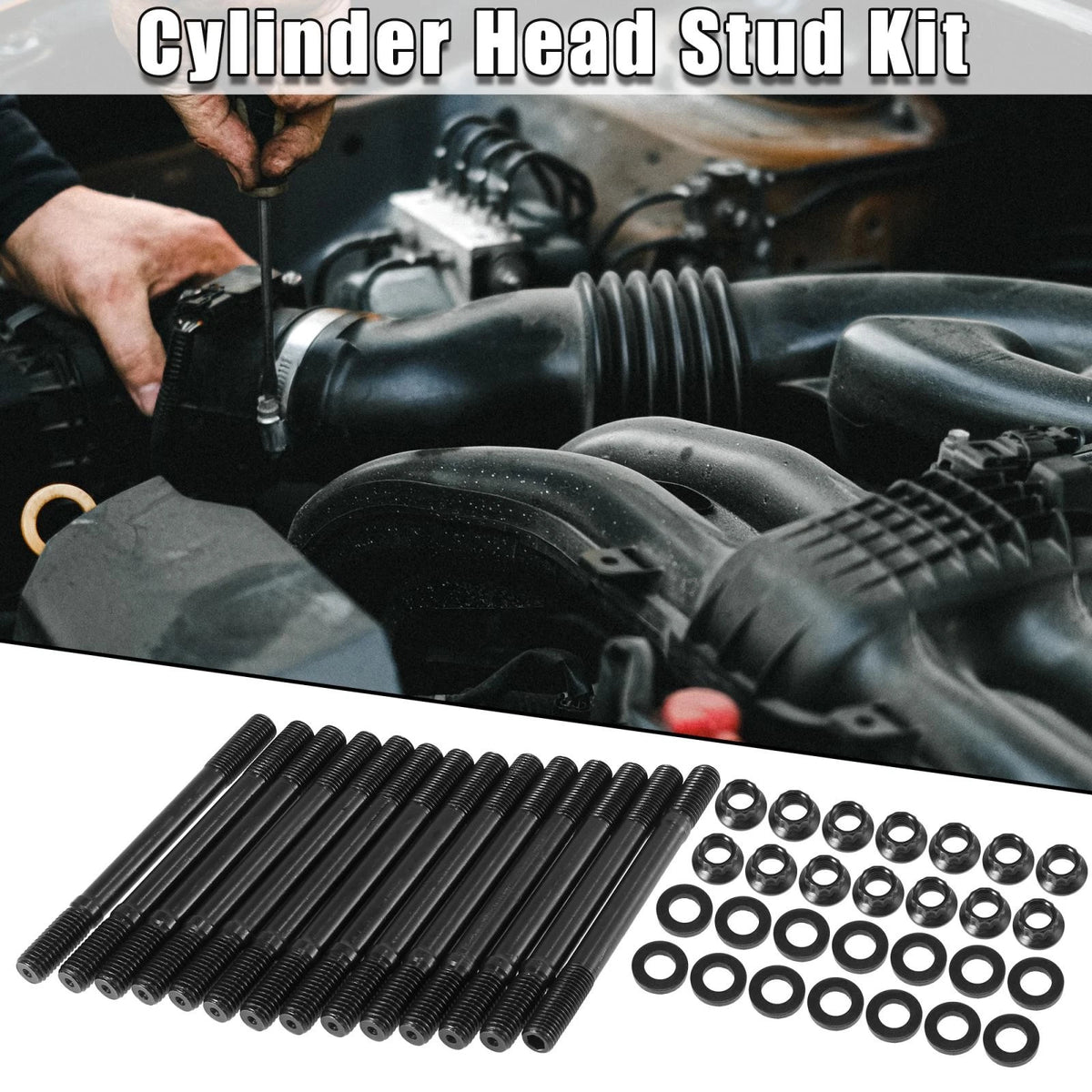 Cylinder Head Stud Set Replacement for BMW E36 325i 2.5L 6 Cyl (1992–1999)