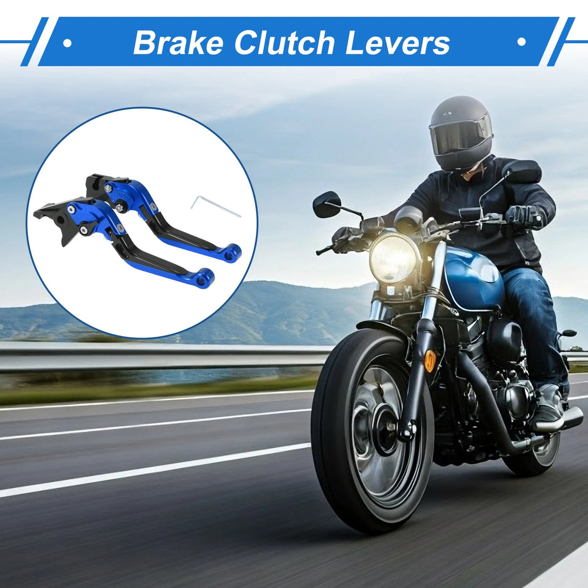Adjustable Brake Clutch Levers for Yamaha YZF R1 (2002–2003) Blue Black