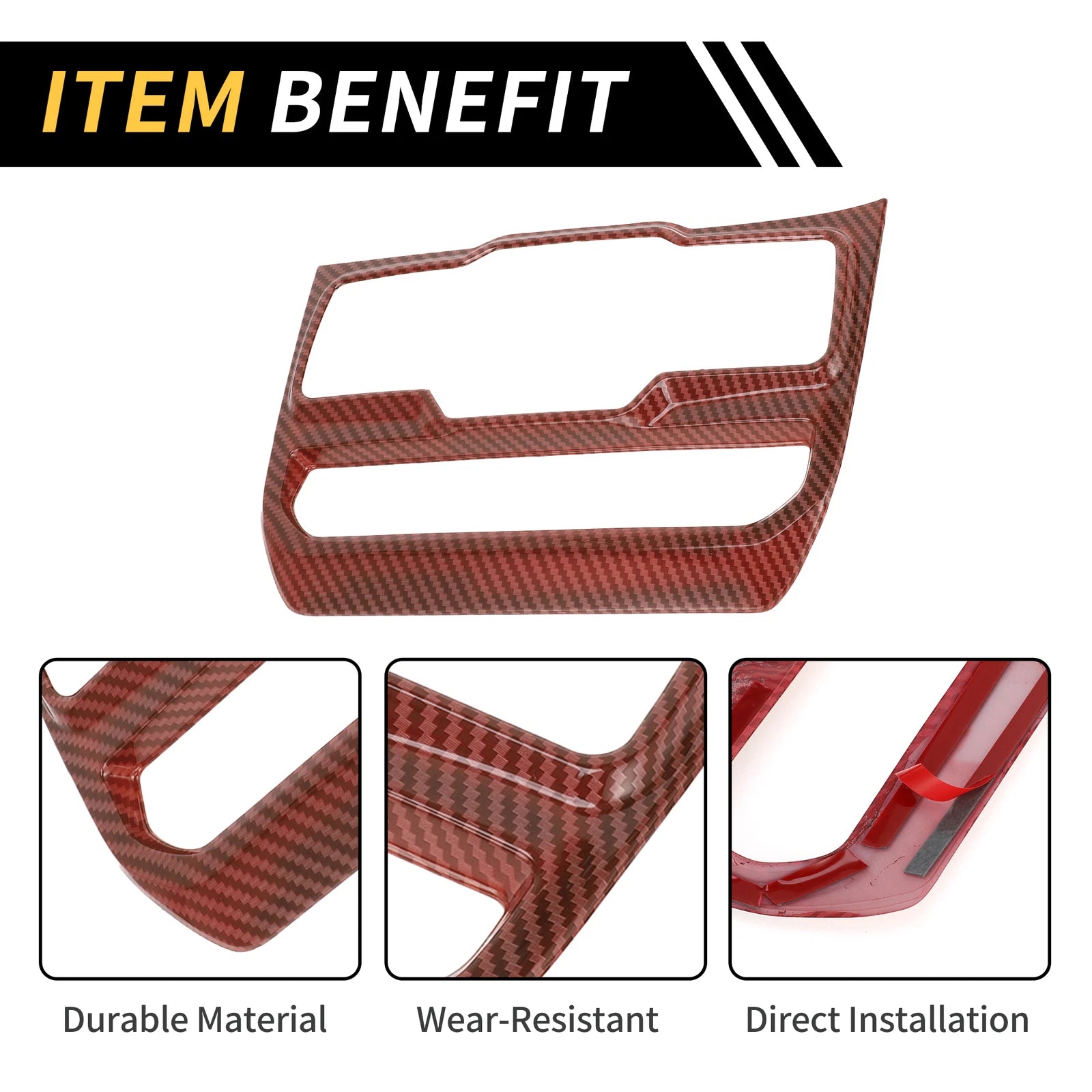 Dashboard Center Console Window Control Panel Cover for Jeep (Carbon Fiber Red)