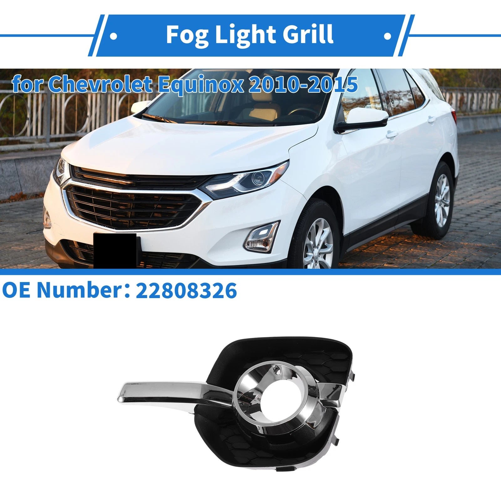 Front Left Fog Light Grill Replacement for Chevrolet Equinox (2010–2015)