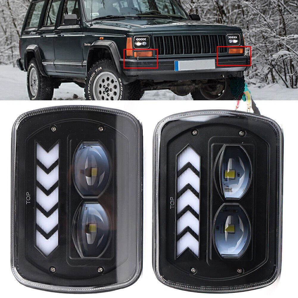 2X 5" x 7" LED Square Headlight for Jeep Wrangler (IP67)