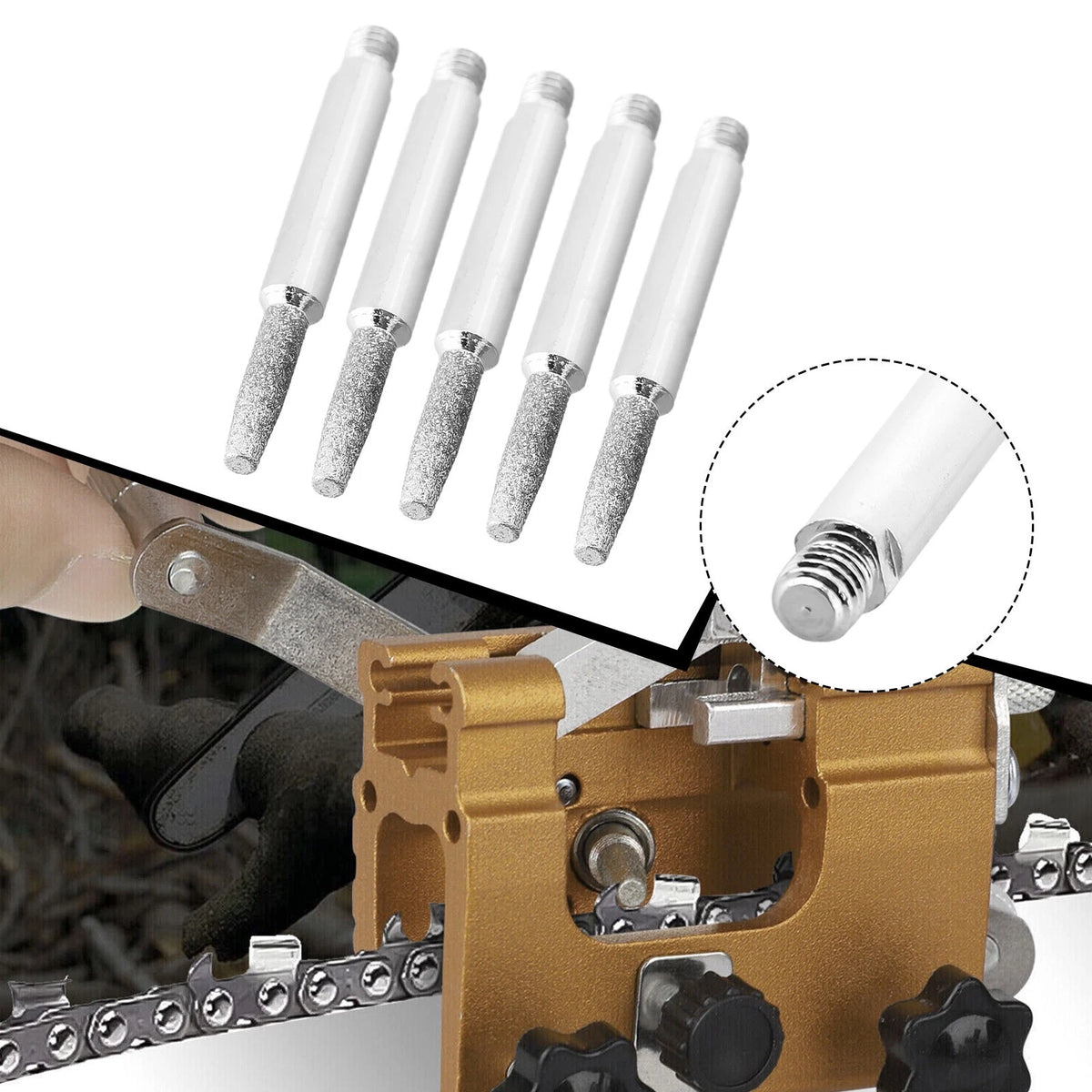 5pcs Chain Sharpening Jig Carbide Burrs Wear Resistance