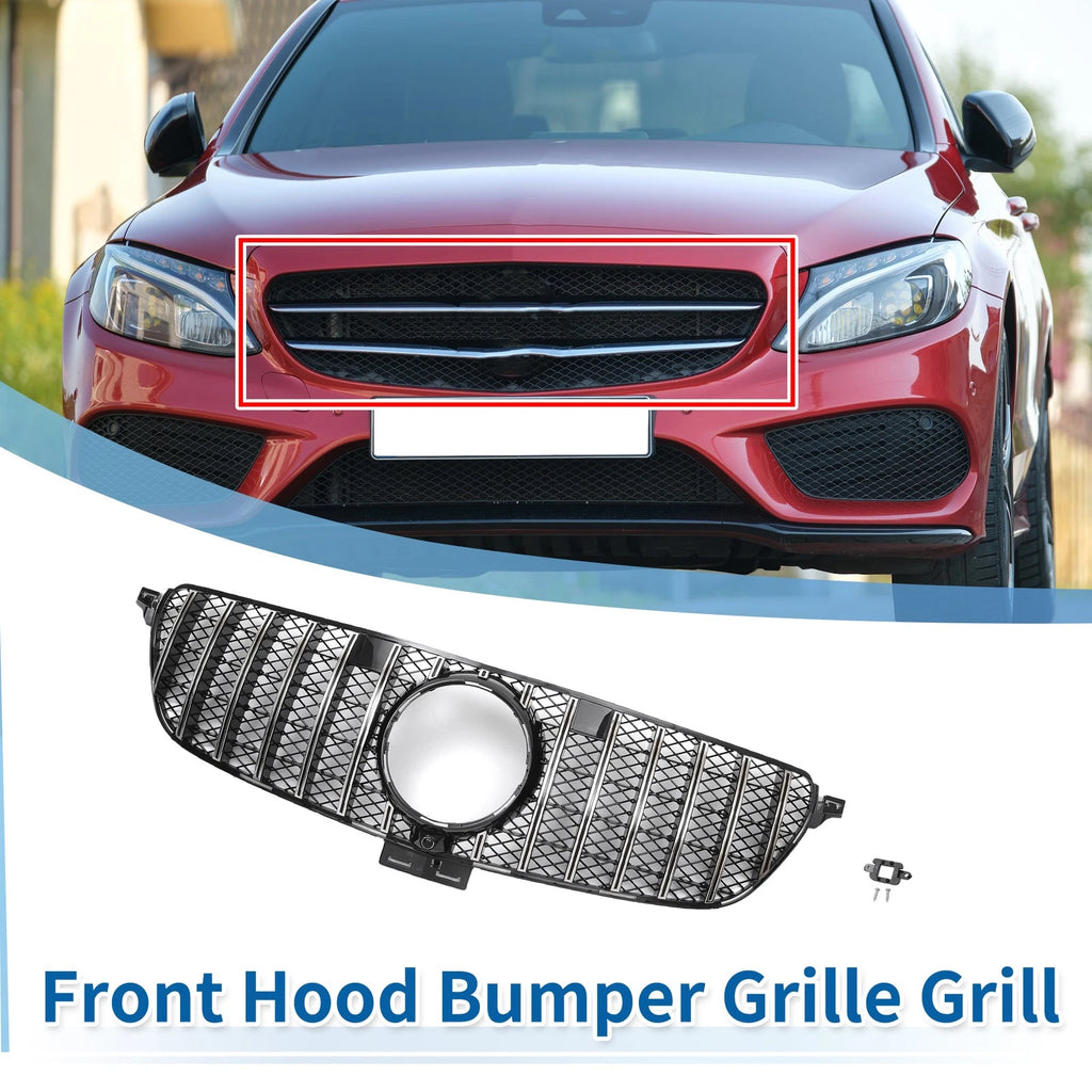 Front Upper Bumper Grille for Mercedes-Benz GLE450 2019 Chrome Silver Ton